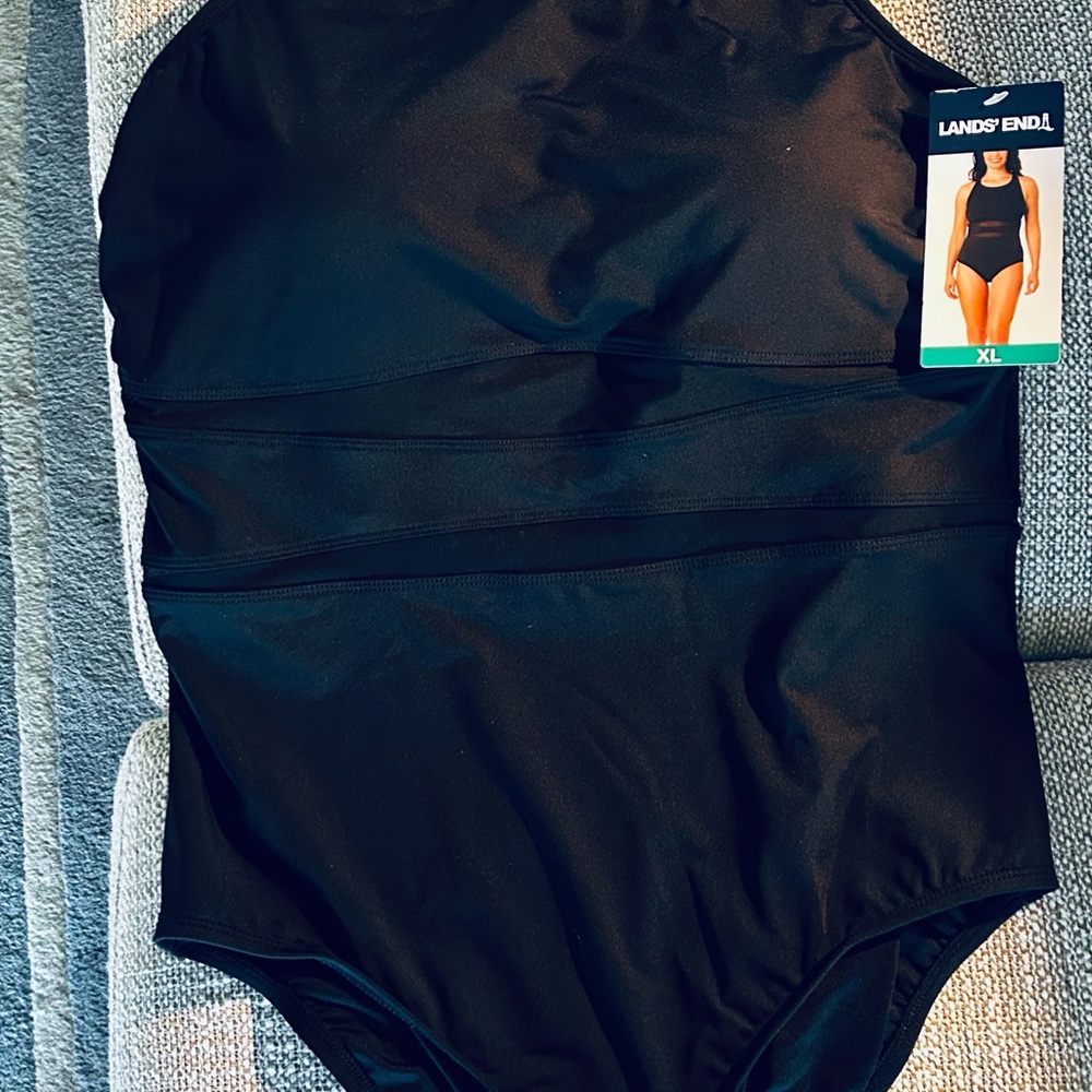 Lands' End Black One-Piece Swimsuit